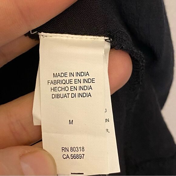 Lucky Brand boho Y2K black 100% viscose sleeveless blouse top romantic goth -M - Picture 6 of 11